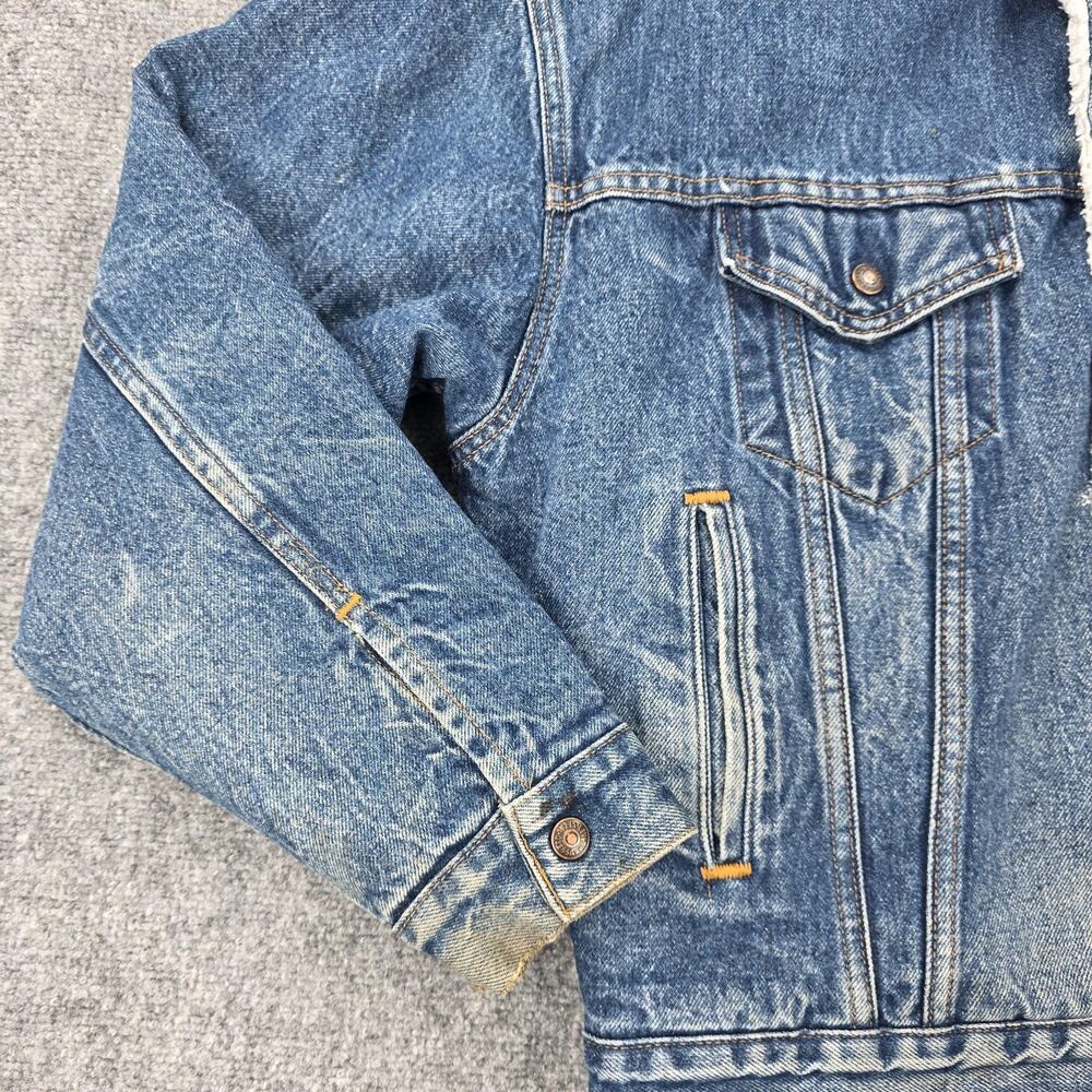 Levis Jacket Mens Medium Blue Sherpa Lined Denim Trucker Coat 70609-0216 Winter - Picture 9 of 16
